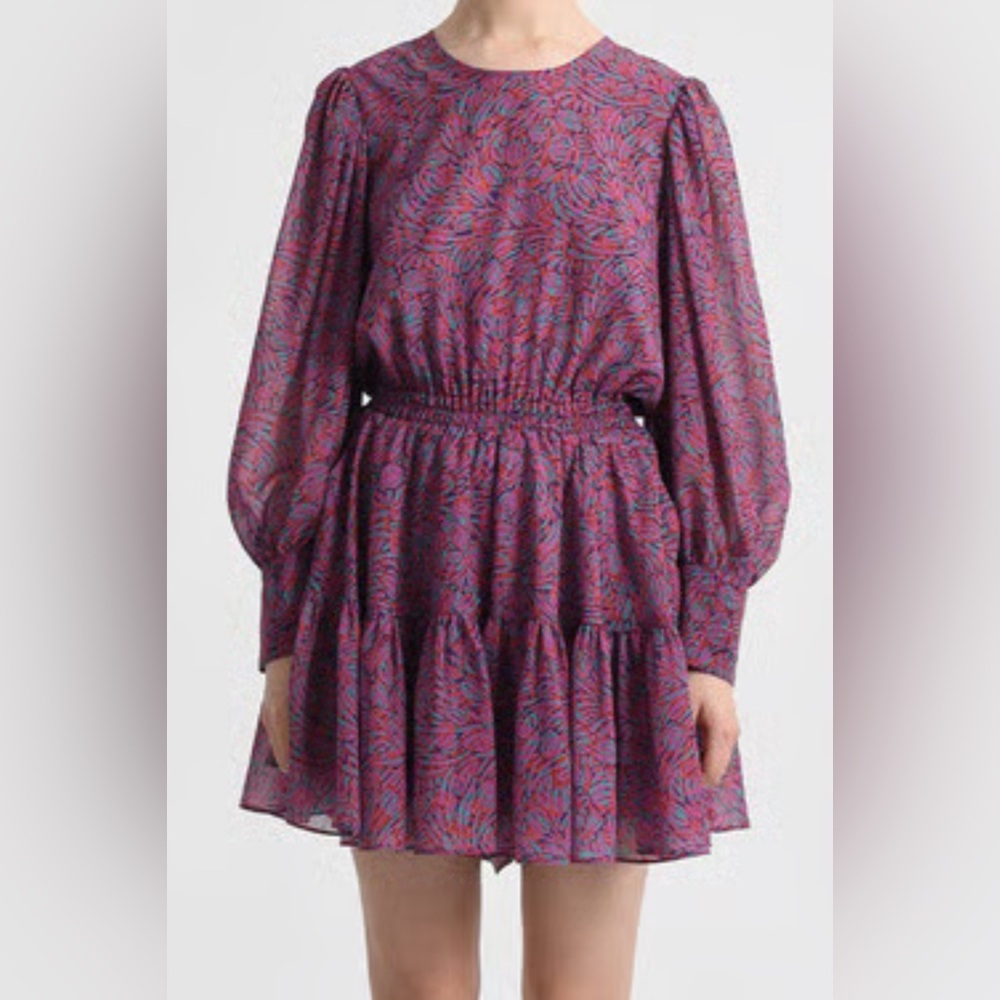 Women's Long Sleeve Dress - Purple Pattern